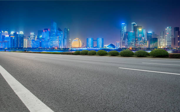 istock Road Pavement and Hangzhou Architectural Landscape Skyline 1157938908