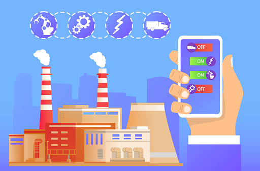 Remote Factory Vector Remote Factory Managementsmart Industry 40 Stock Illustration ...