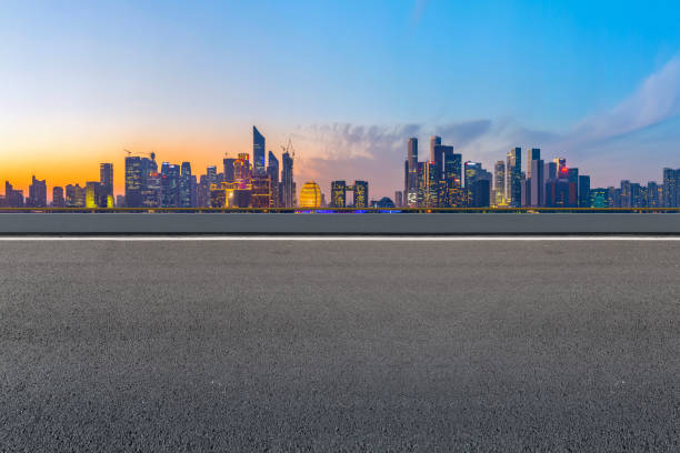 istock Road Pavement and Hangzhou Architectural Landscape Skyline 1157942265