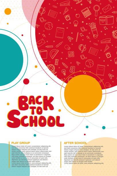 вернуться к школе информационный плакат вектор шаблон дизайна - back to school education school backgrounds stock illustrations