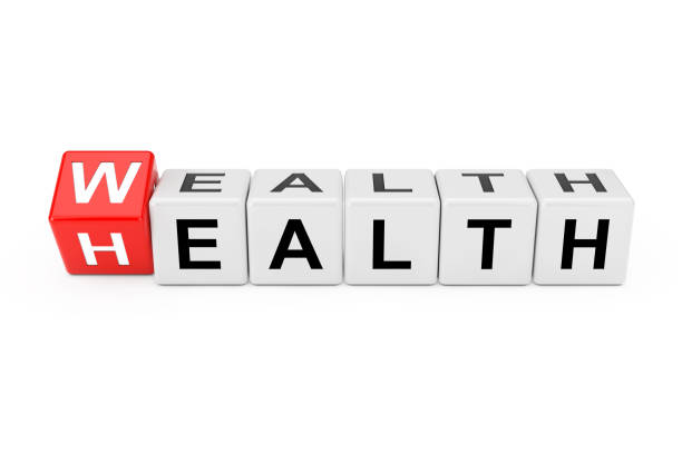 istock Cube Blocks with the Transition from Health to Wealth Word. 3d Rendering 1157946568