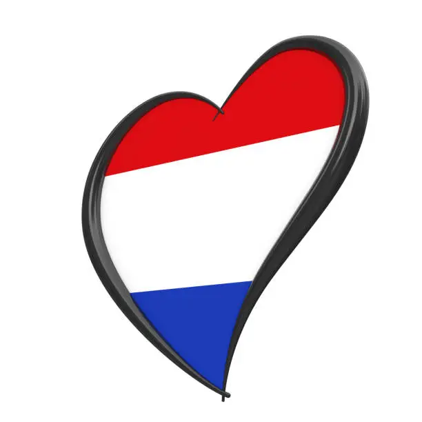 Photo of Netherlands Flag Inside Heart. Eurovision Song Contest 2020 in Holland. 3d Rendering