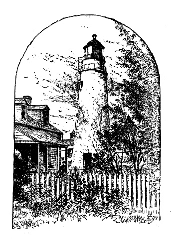 Antique illustration of USA: Key West, Florida - Lighthouse