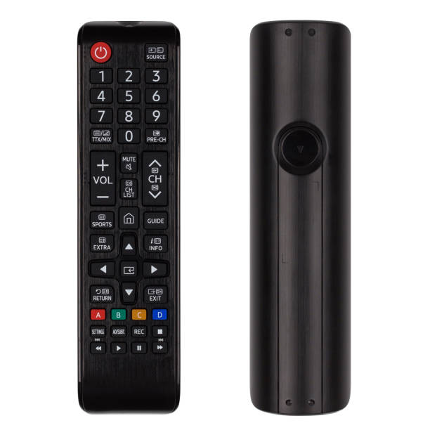 TV Remote control, front and back sides of TV remote control isolated on white background