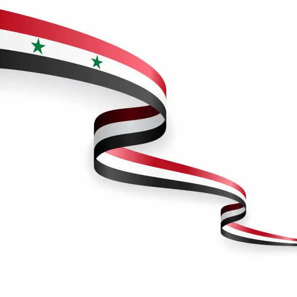 Vector illustration of Syrian flag wavy abstract background. Vector illustration.