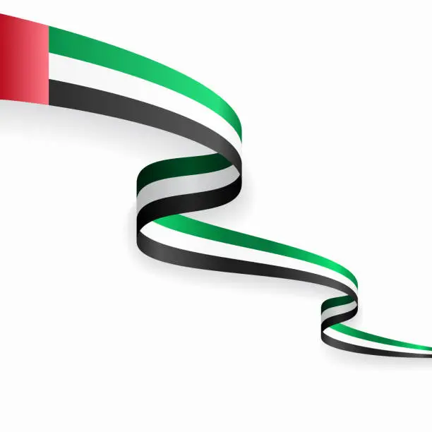 Vector illustration of United Arab Emirates flag wavy abstract background. Vector illustration.