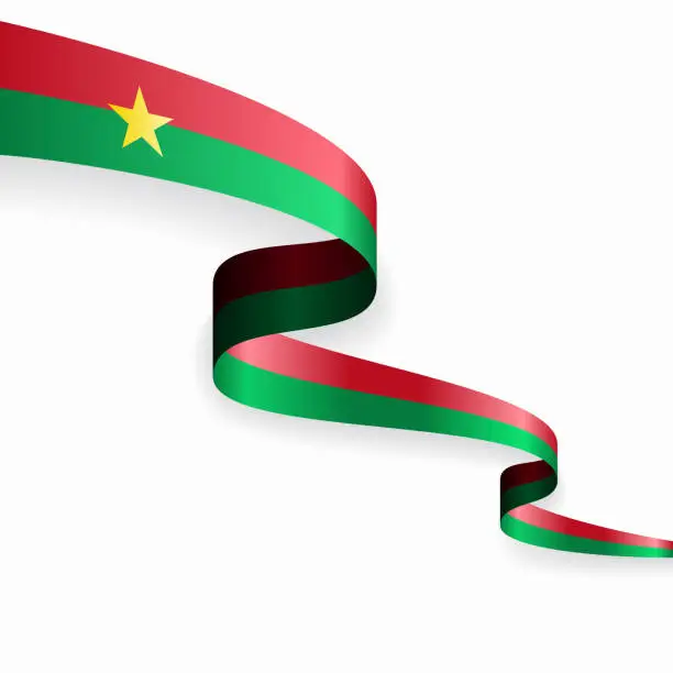 Vector illustration of Burkina Faso flag wavy abstract background. Vector illustration.