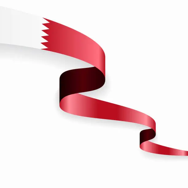 Vector illustration of Bahrain flag wavy abstract background. Vector illustration.