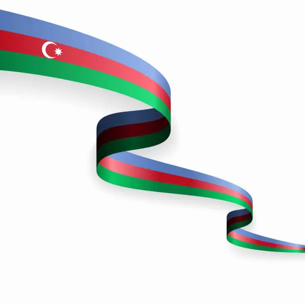 Vector illustration of Azerbaijani flag wavy abstract background. Vector illustration.