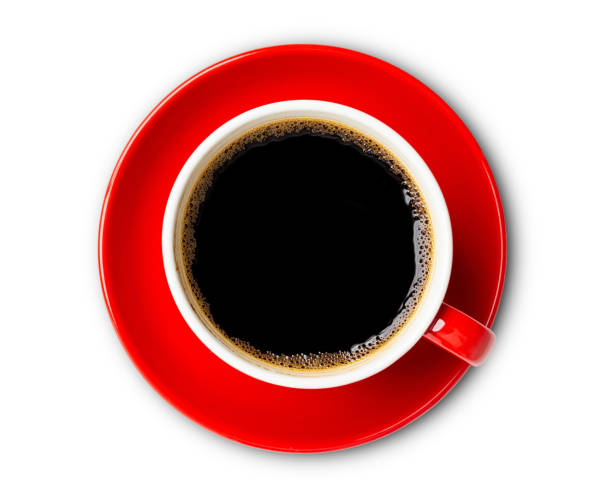 istock hot coffee cup top view  isolated on white background. with clipping path. 1157949040