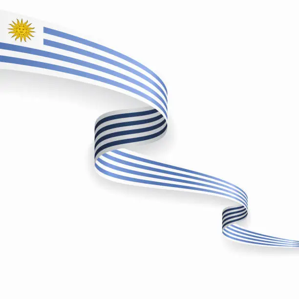 Vector illustration of Uruguayan flag wavy abstract background. Vector illustration.