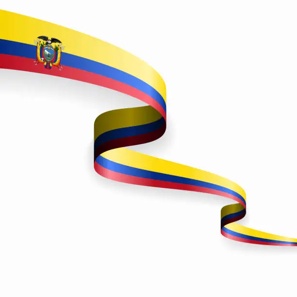 Vector illustration of Ecuadorian flag wavy abstract background. Vector illustration.
