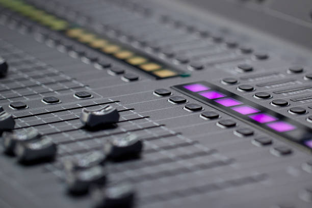 istock sliders and button on the console to work as a sound engineer 1157949162
