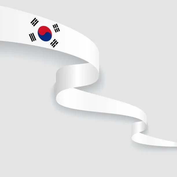 Vector illustration of South Korean flag wavy abstract background. Vector illustration.