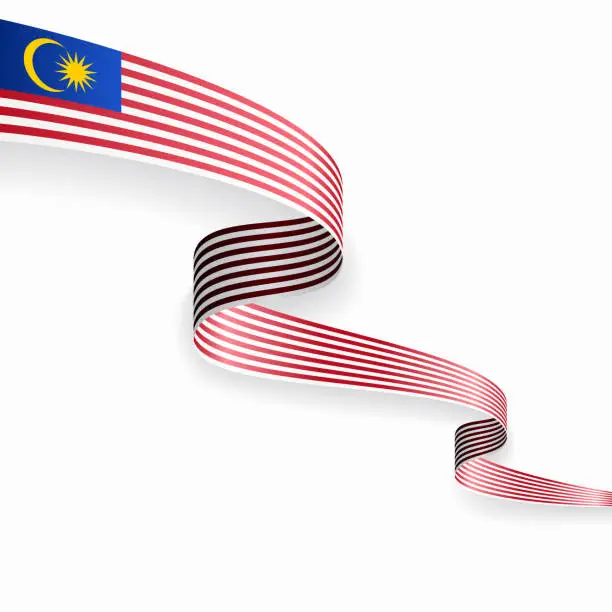 Vector illustration of Malaysian flag wavy abstract background. Vector illustration.