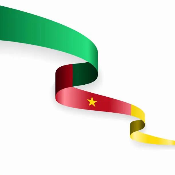 Vector illustration of Cameroon flag wavy abstract background. Vector illustration.