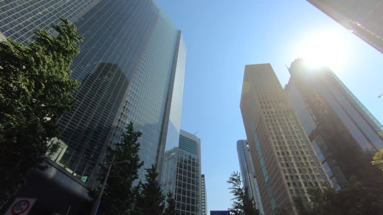 Looking up view of skyscraper