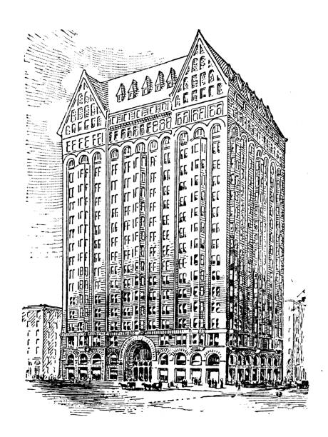 istock Antique illustration of USA: Chicago, Illinois - Masonic Temple 1157952316