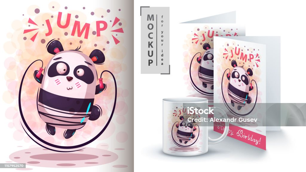 Cute sport panda - mockup for your idea Cute sport panda - mockup for your idea. Vector eps 10 Panda - Animal stock vector