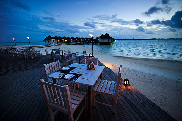istock dining table at the outdoor beach restaurant 115795507