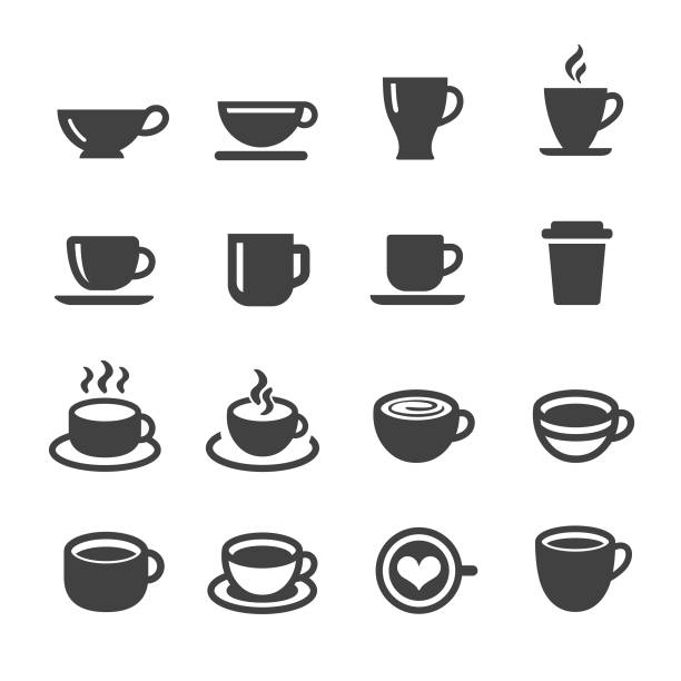 illustrazioni stock, clip art, cartoni animati e icone di tendenza di icone tazza caffè - serie acme - colazione
