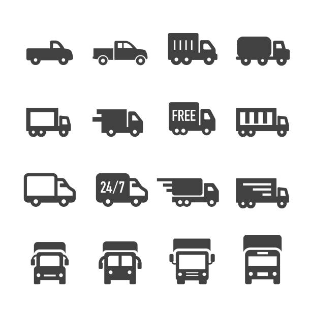 ikony ciężarówek - seria acme - truck sign car transporter industry stock illustrations