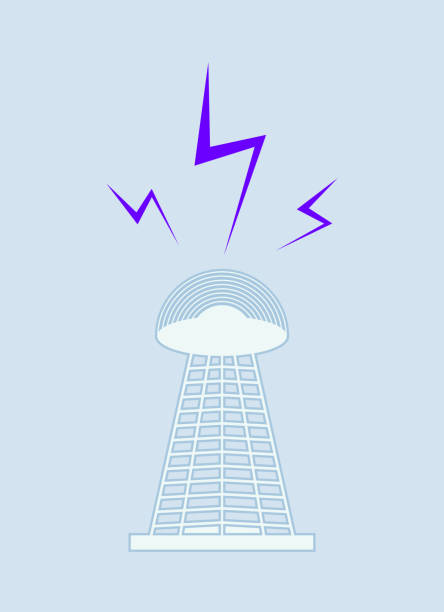 무선 통신 타워 - communications tower isometric wireless technology mobile phone base station stock illustrations