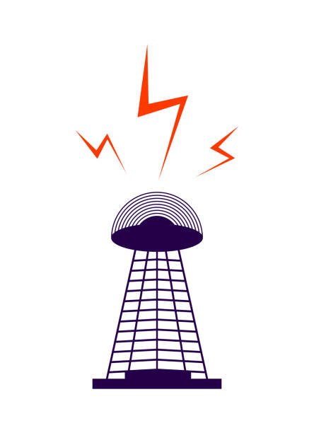 무선 통신 타워 - communications tower isometric wireless technology mobile phone base station stock illustrations