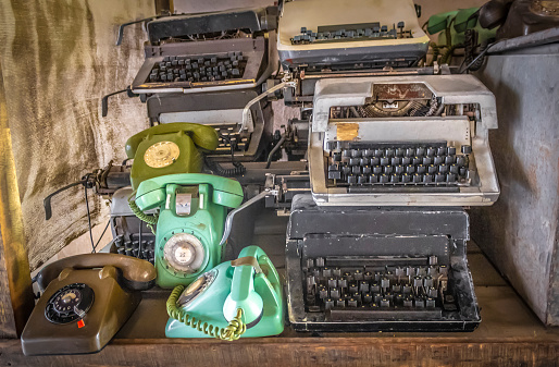 The keys of a very old cash register.