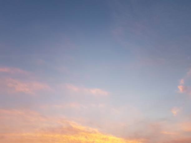 istock Blue morning sky , bright summer sunset with oragne clouds empty blank no people natural background 1157958724