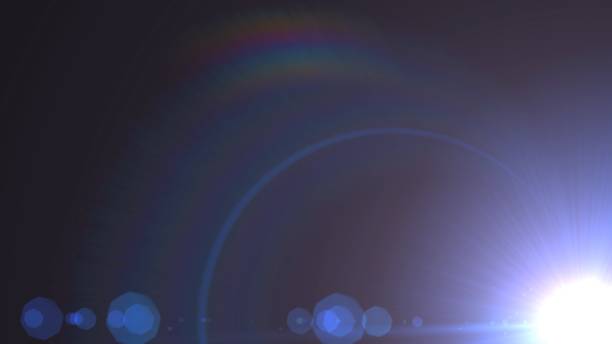 istock Lens flare effect on black background. Digital illustration. 1157959028