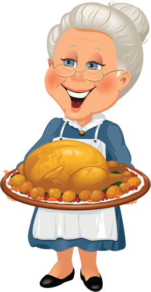 Grandmother with turkey dinner
