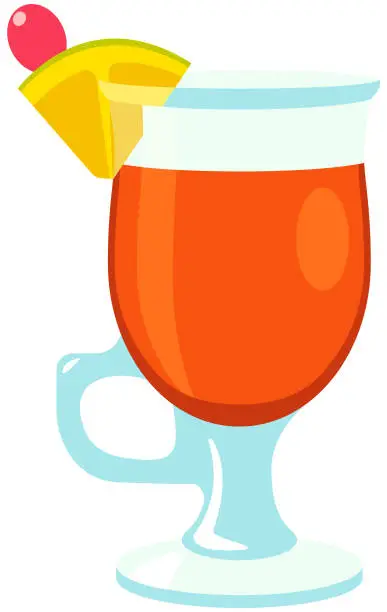 Vector illustration of Cocktail glass with lemon slice