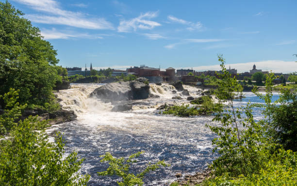 Lewiston Falls with Lewiston skyline in the background