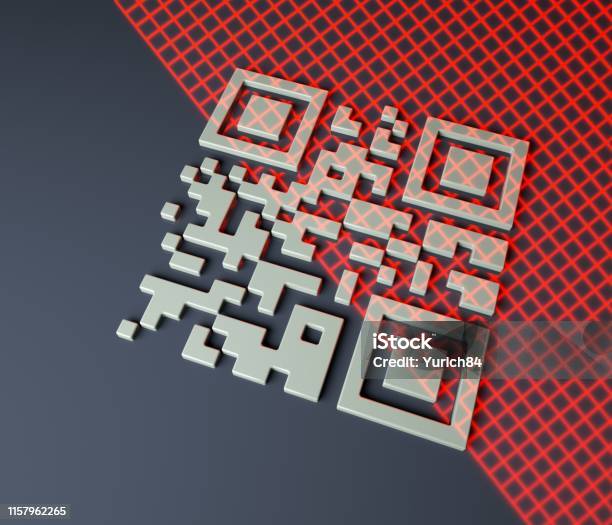 Red Sphinx Qr Code Close Up Of 3d Render Qr Code Red Grid Scanning Barcode 3d Illustration ...