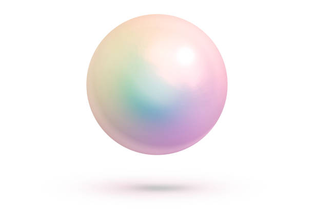 istock Realistic single shiny natural rainbow sea pearl with light effects isolated on white background. Spherical beautiful orb with transparent glares and highlights. Jewel gems. 3D render. 1157963752