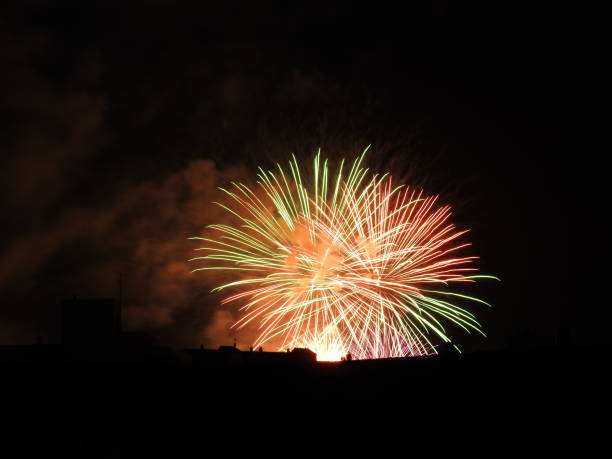 istock Beautiful fireworks in the city 1157965483