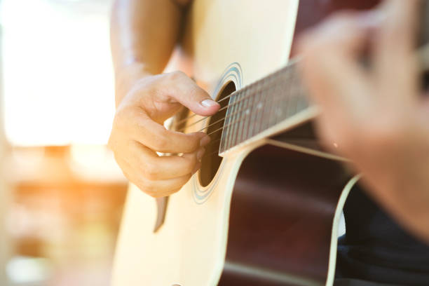 istock Close up of hand playing the guitar 1157965806