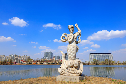 Mermaid sculpture in the park