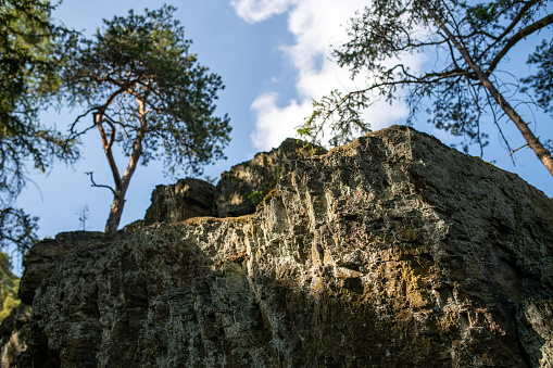 Thuringia, Germany: Rock formation in the beautiful forest in Thuringia Slate Mountain.