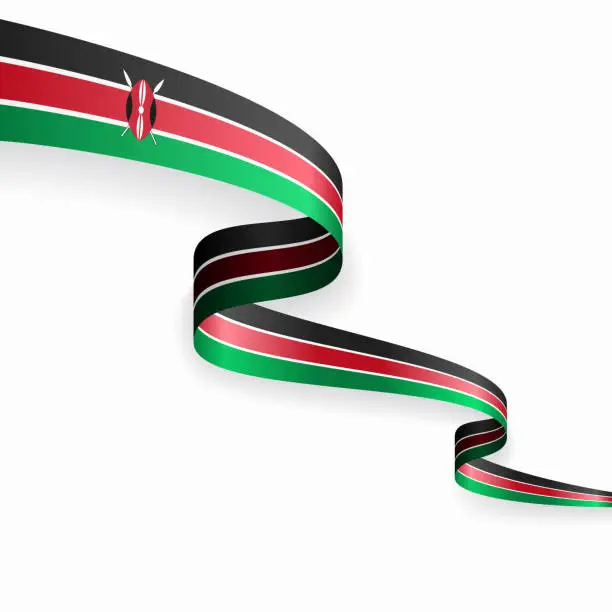 Vector illustration of Kenyan flag wavy abstract background. Vector illustration.
