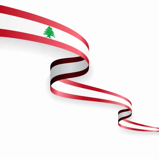 Vector illustration of Lebanese flag wavy abstract background. Vector illustration.