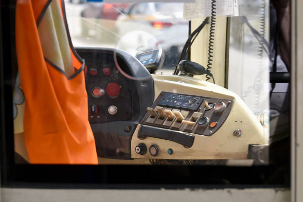 istock The control panel of the old tram. Through the glass 1157972690