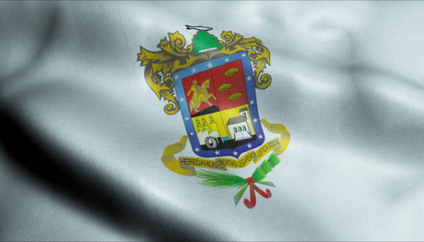 3d machając flaga michoacan city closeup view - michoacan state zdjęcia i obrazy z banku zdjęć
