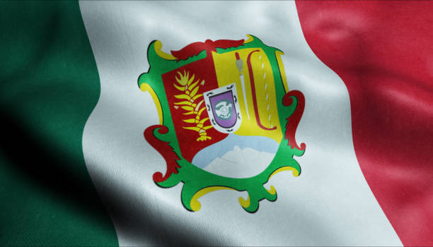 istock Nayarit City Flag Country Mexico Closeup View 3D Rendering 1157972728