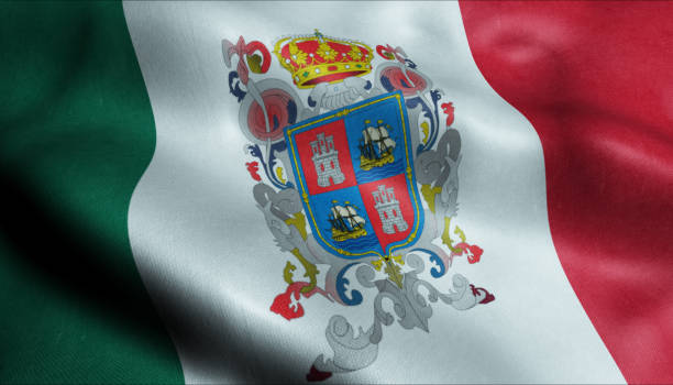 istock Campeche City Flag Country Mexico Closeup View 3D Rendering 1157972738