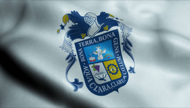 istock 3D Waving Flag of Aguascalientes Closeup View 1157972766