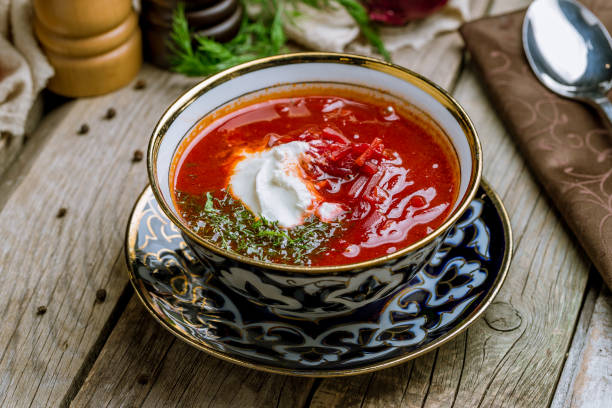 istock Borscht with sour cream 1157972862