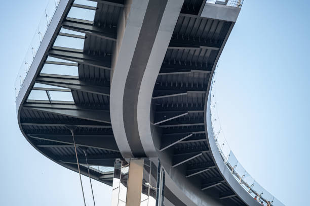 istock the bottom view of modern bridge, the bottom structure of expressway bridge. 1157972952