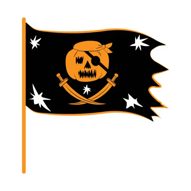 Vector illustration of Halloween. Pumpkin pirate.